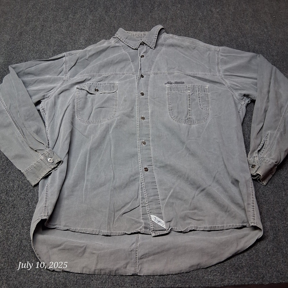 Vintage Levis Denim Button Up Shirt‎ Men Size XL Double Pocket Gray Long Sleeve